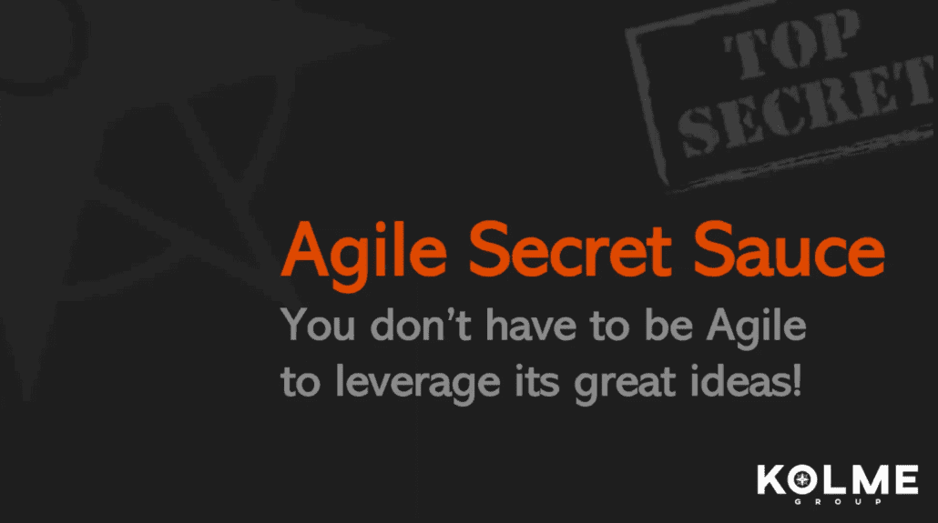 Agile Secret Sauce – You Don’t Have To Be Agile To Leverage Its Great Ideas