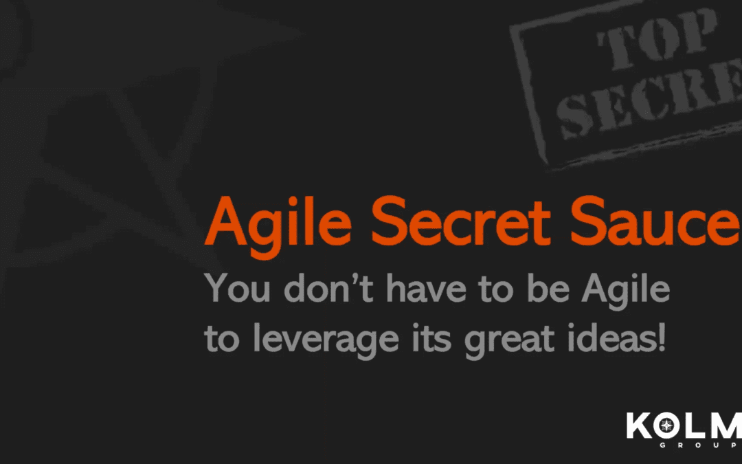 Agile Secret Sauce - Il n'est pas nécessaire d'être agile pour tirer parti de ses grandes idées