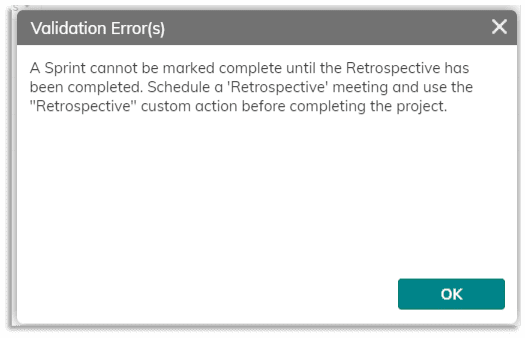 Sprint Completion Validation Rule